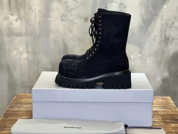 Balenciaga STOMPER Distressed Lace-Up Ankle Boots image 1