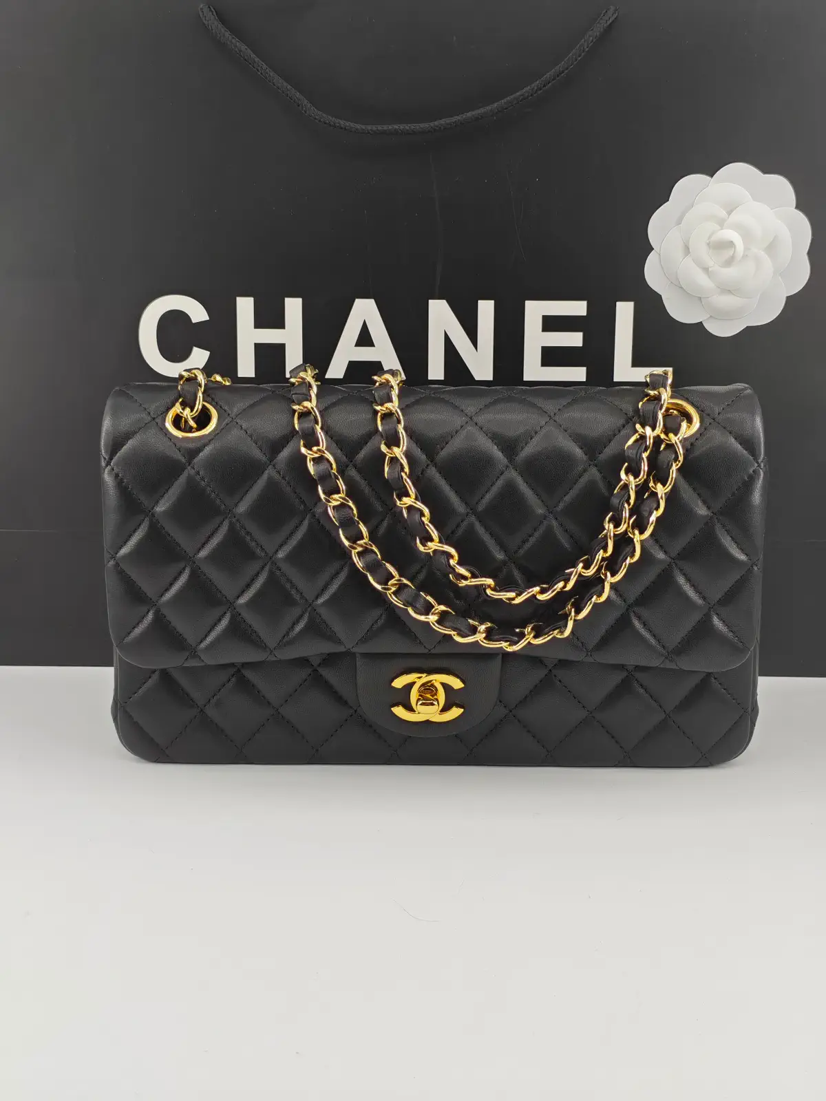Chanel Quilted Black Shoulder Bag with Gold Hardware image 1