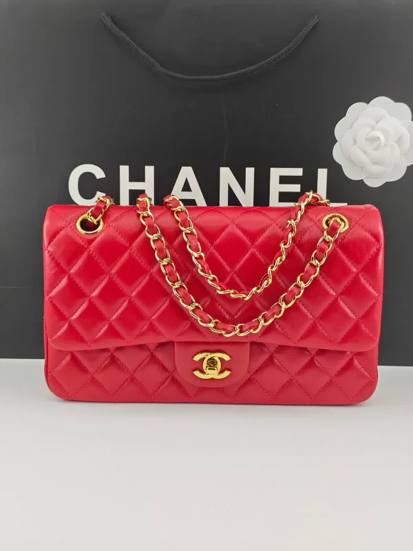 Chanel Quilted Red Shoulder Bag with Gold Hardware image 1