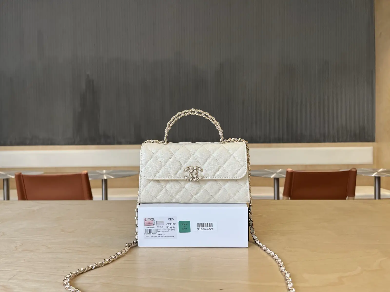 Chanel Quilted Top Handle Bag with Chain Strap image 1