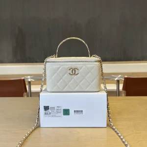 Chanel Quilted Top Handle Cosmetic Bag with Chain Strap image 1