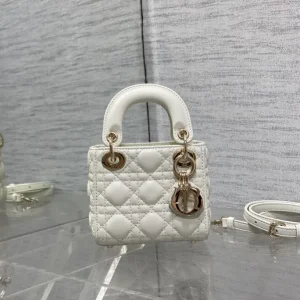 Dior White Quilted Micro Top Handle Bag image 1