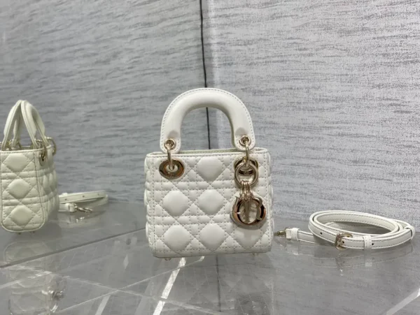 Dior White Quilted Micro Top Handle Bag image 1