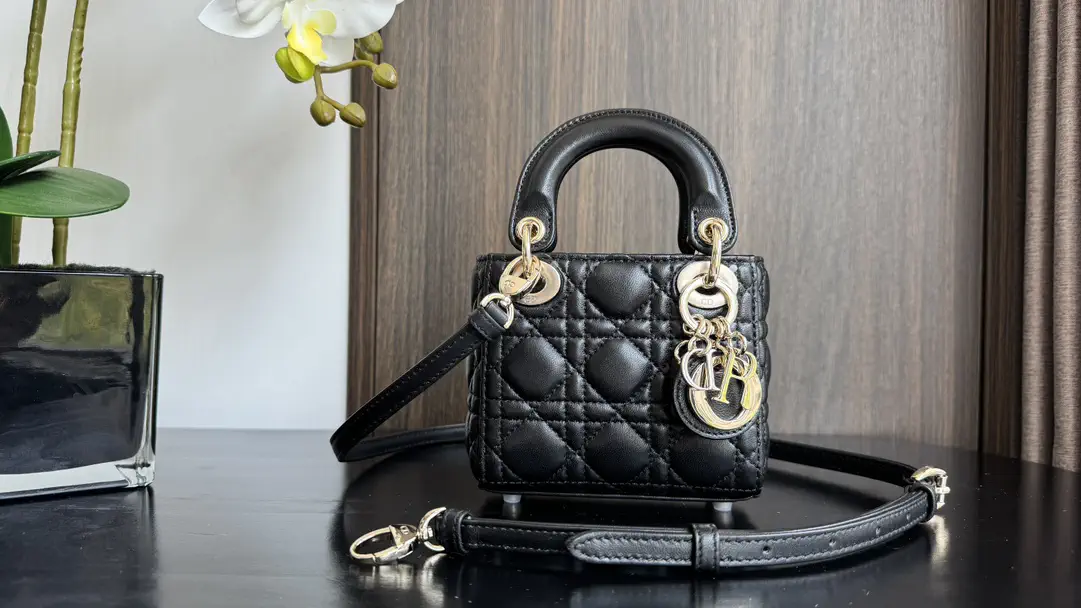 Dior Black Quilted Micro Top Handle Bag image 1