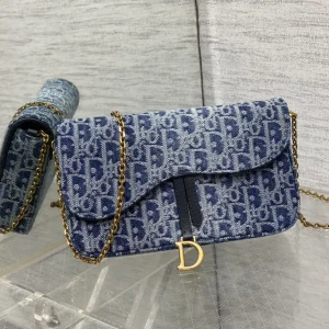 Dior Denim Monogram Saddle WOC Chain Bag image 1