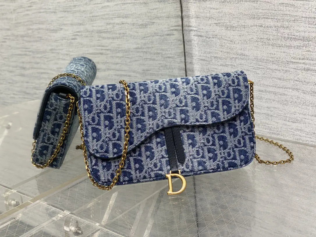 Dior Denim Monogram Saddle WOC Chain Bag image 1