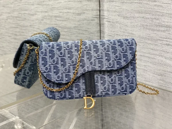 Dior Denim Oblique Saddle Chain WOC Bag image 1