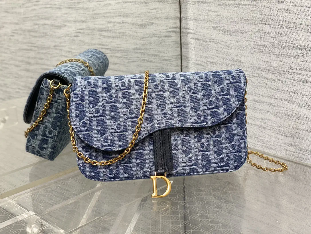 Dior Denim Oblique Saddle Chain WOC Bag image 1