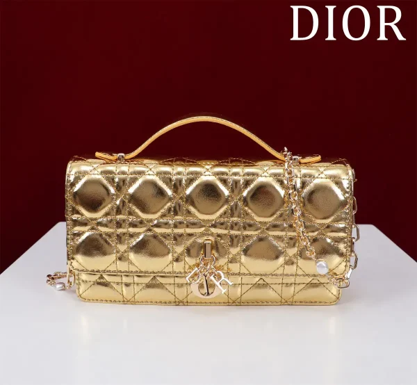 Dior Quilted Top Handle Bag with Pearl Chain image 1