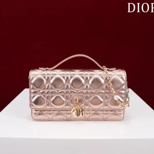 Dior Quilted Top Handle Bag with Pearl Chain Strap image 1