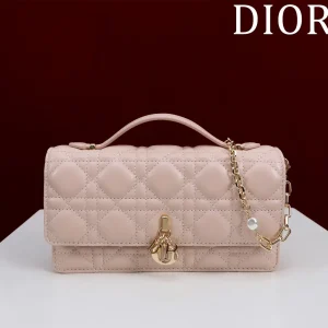 Dior Quilted Top Handle Bag with Pearl Chain image 1
