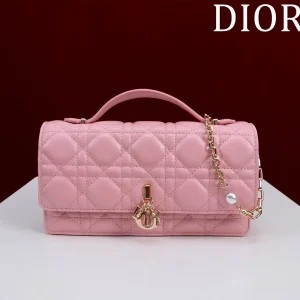 Dior Quilted Top Handle Bag with Pearl Chain image 1