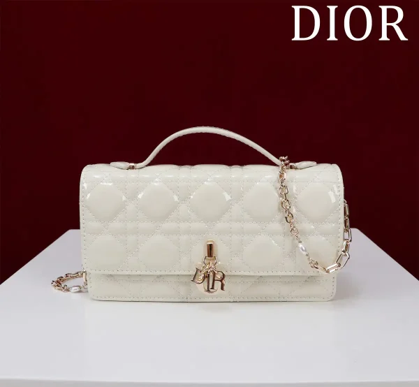 Dior Quilted Top Handle Bag with Pearl Chain Strap image 1