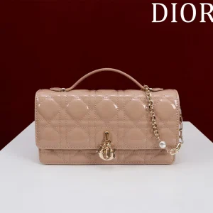 Dior Quilted Top Handle Bag with Pearl Chain Strap image 1