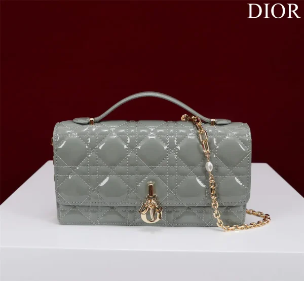 Dior Quilted Top Handle Bag with Pearl Chain Strap image 1