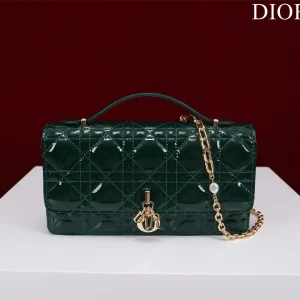 Dior Quilted Top Handle Bag with Pearl Chain Strap image 1