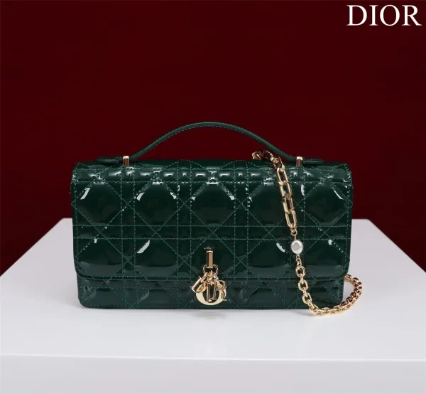 Dior Quilted Top Handle Bag with Pearl Chain Strap image 1