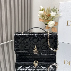 Dior Black Quilted Patent Top Handle Bag image 1