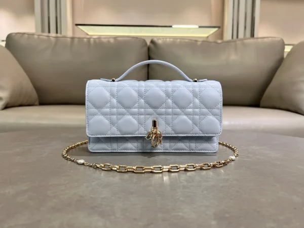 Dior Light Blue Quilted Top Handle Bag image 1
