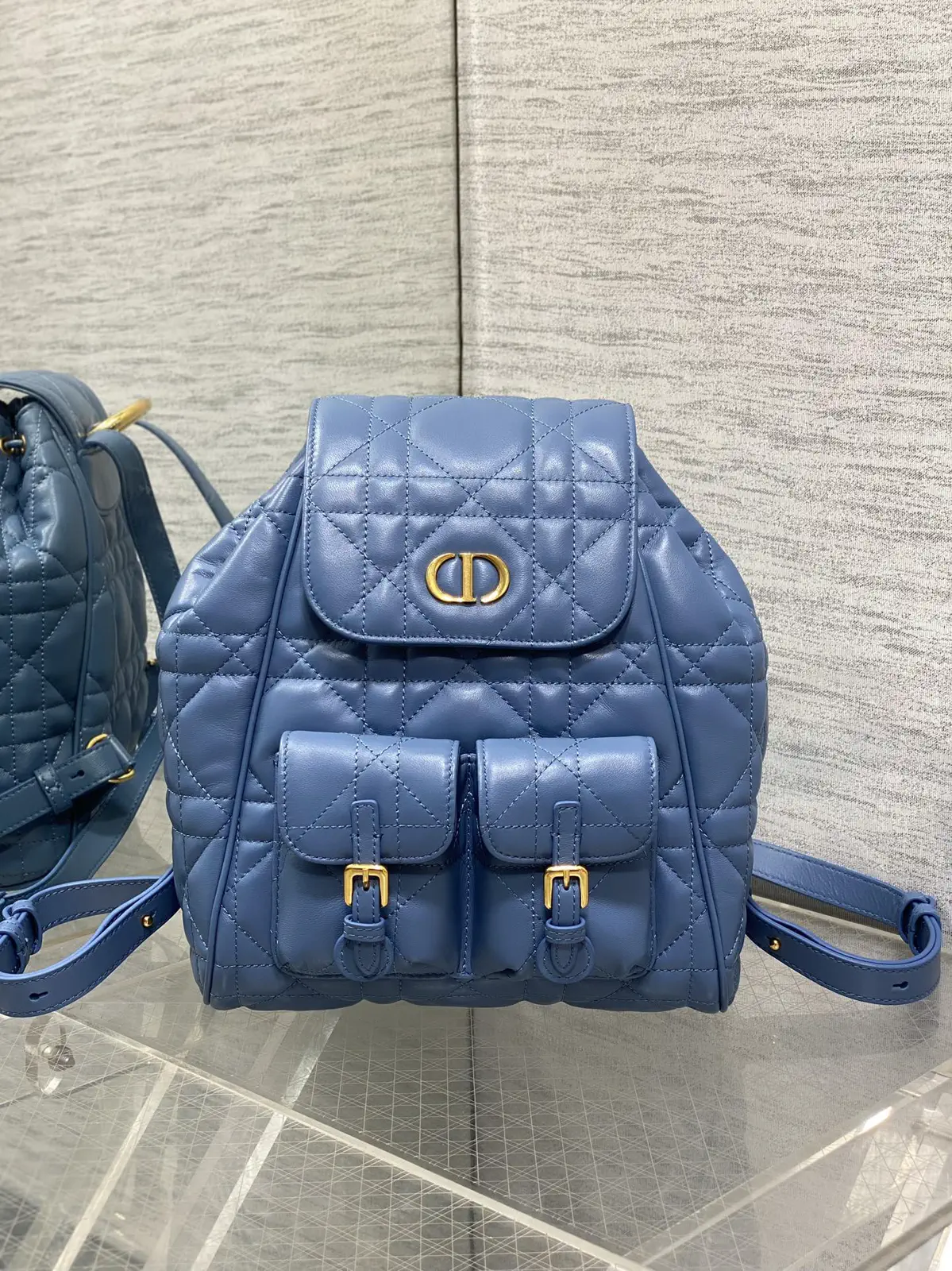 Dior Blue Quilted Backpack image 1