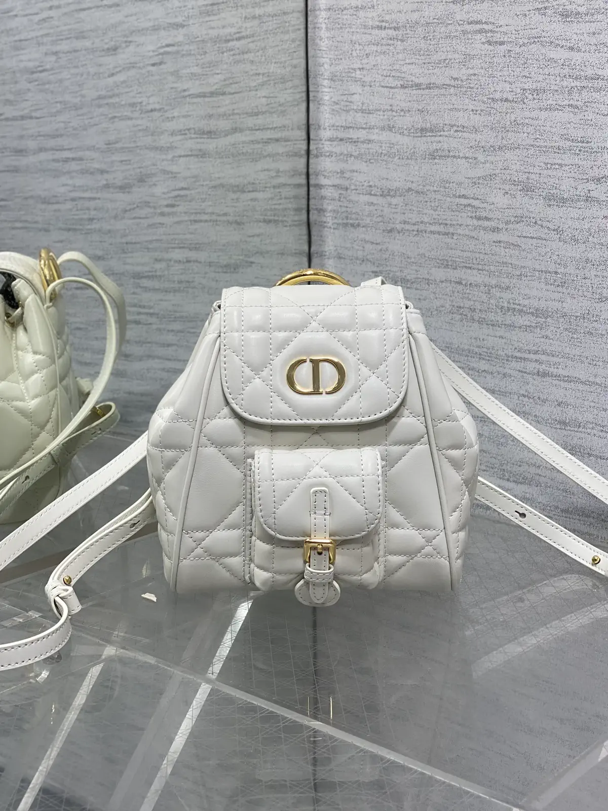 Dior White Quilted Small Backpack image 1