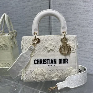 Dior White Lace Floral Top Handle Bag image 1