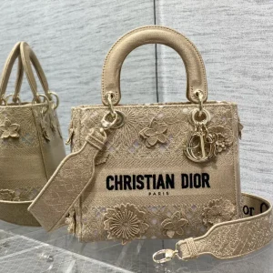 Dior Lace Floral Embroidered Top Handle Bag image 1