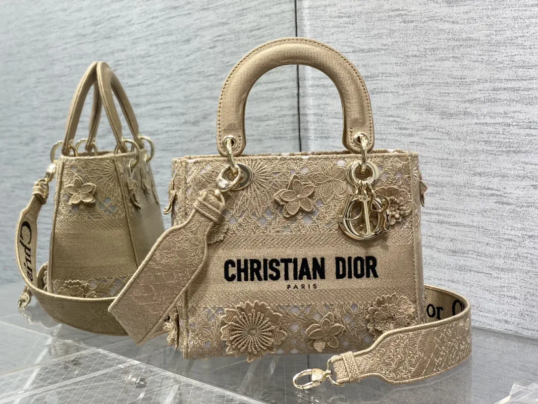 Dior Lace Floral Embroidered Top Handle Bag image 1