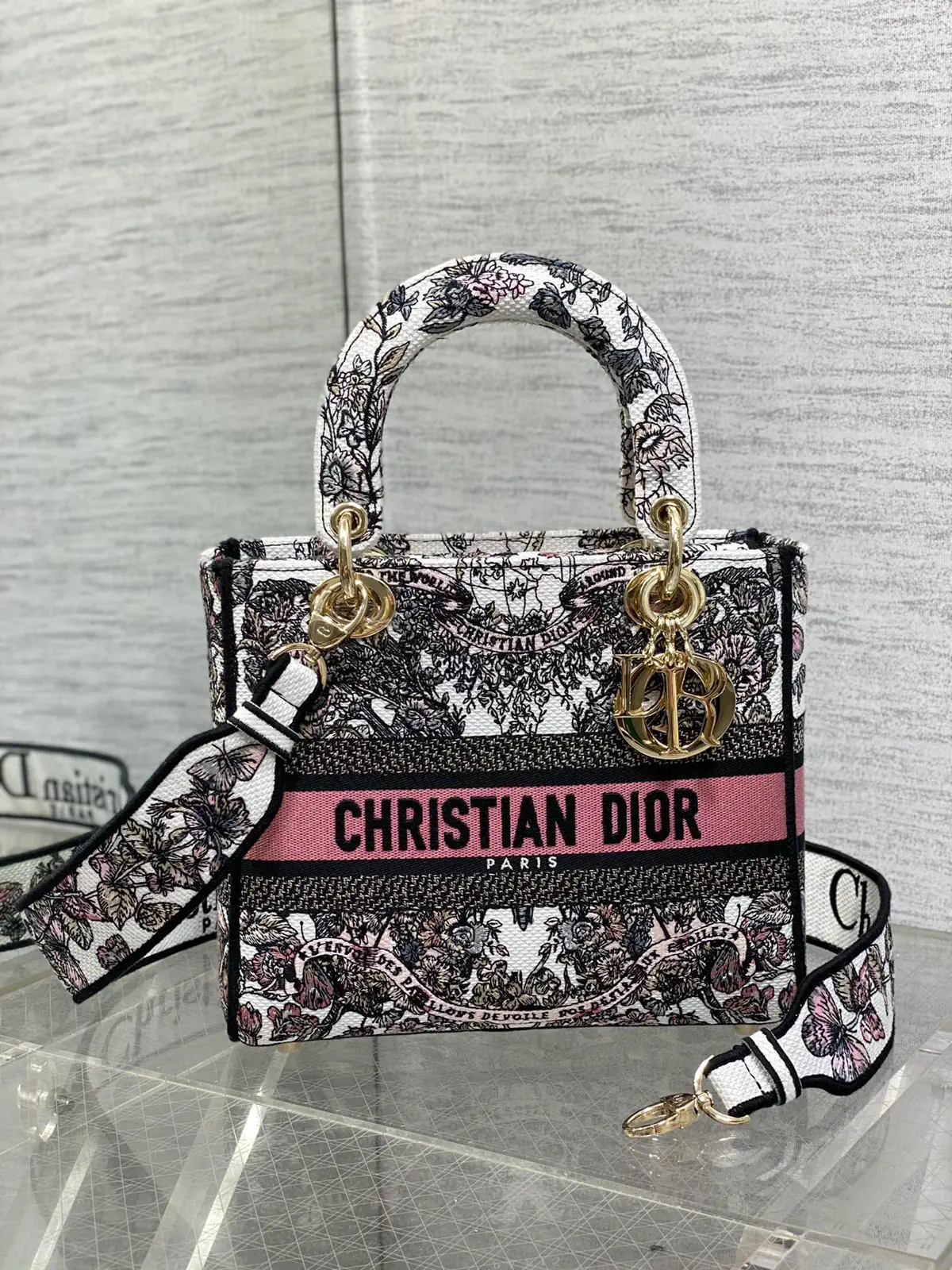Dior Floral Embroidered Lady Top Handle Bag image 1