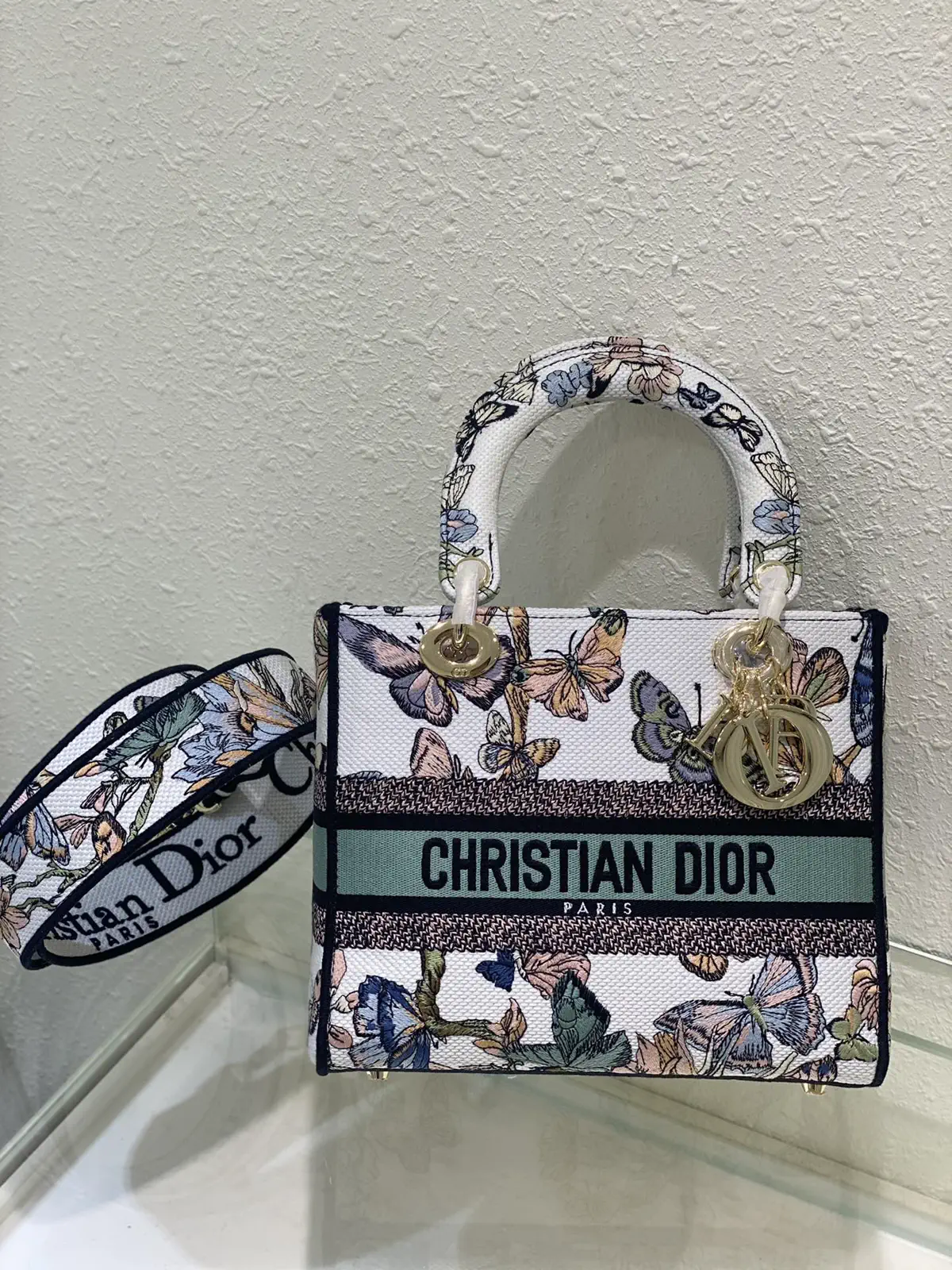 Dior Butterfly Floral Embroidered Top Handle Bag image 1