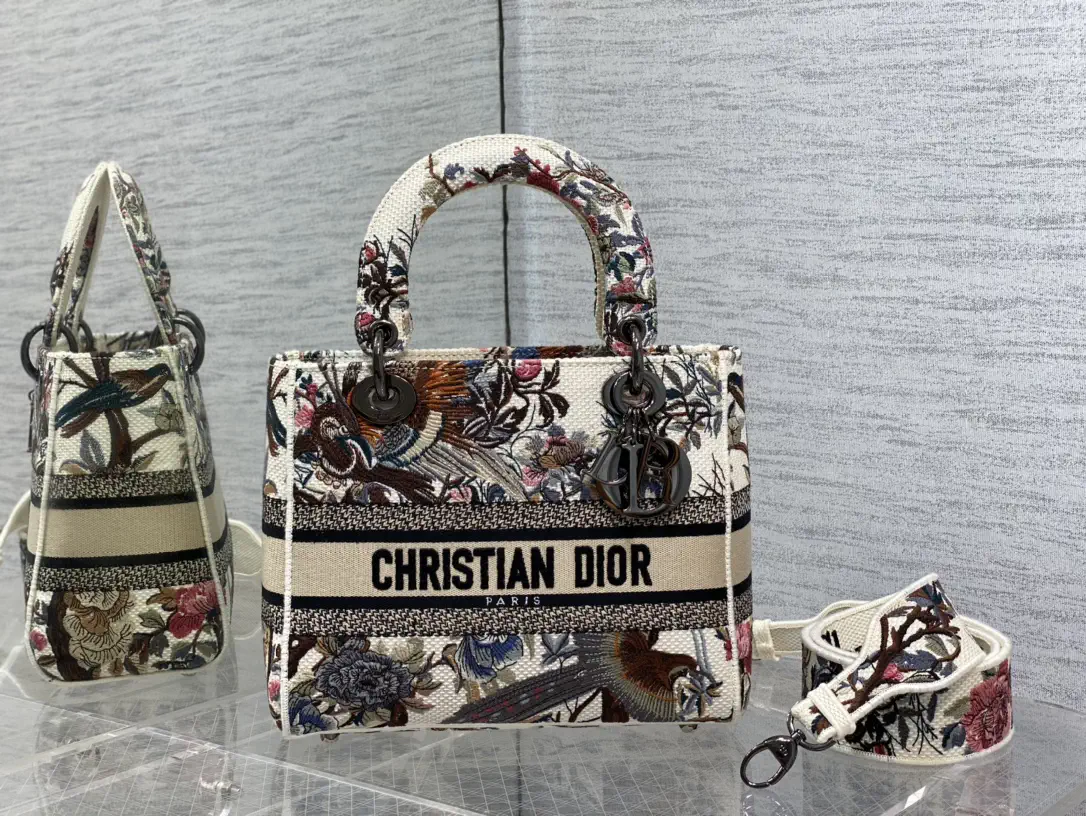 Dior Floral Embroidered Top Handle Bag image 1