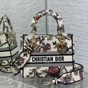 Dior Floral Embroidered Top Handle Bag image 1
