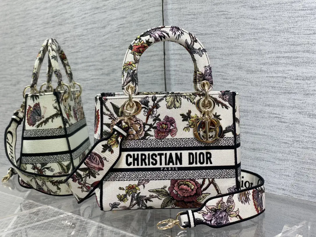 Dior Floral Embroidered Top Handle Bag image 1