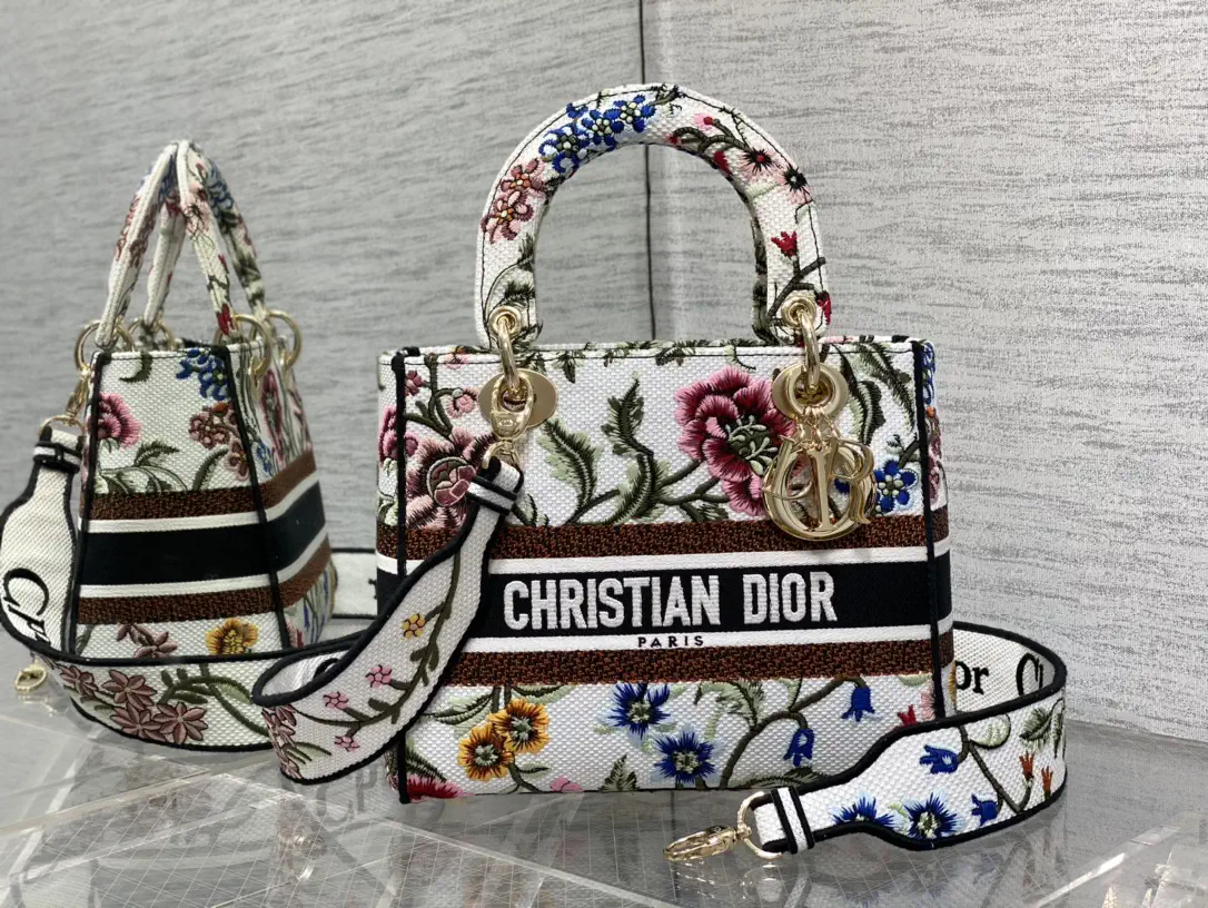 Dior Floral Embroidered Top Handle Bag image 1