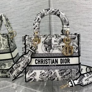 Dior Paris Map Embroidered Top Handle Bag image 1
