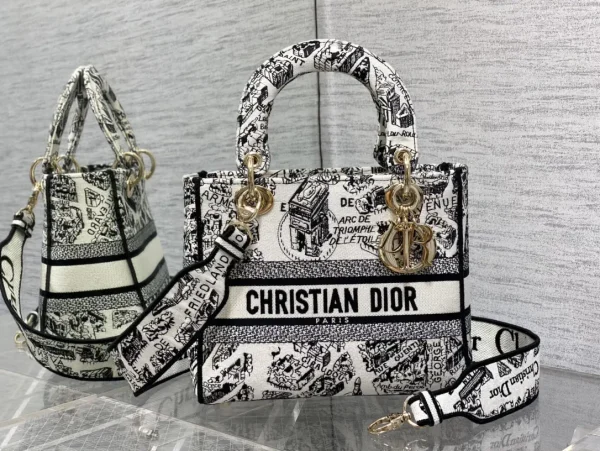 Dior Paris Map Embroidered Top Handle Bag image 1