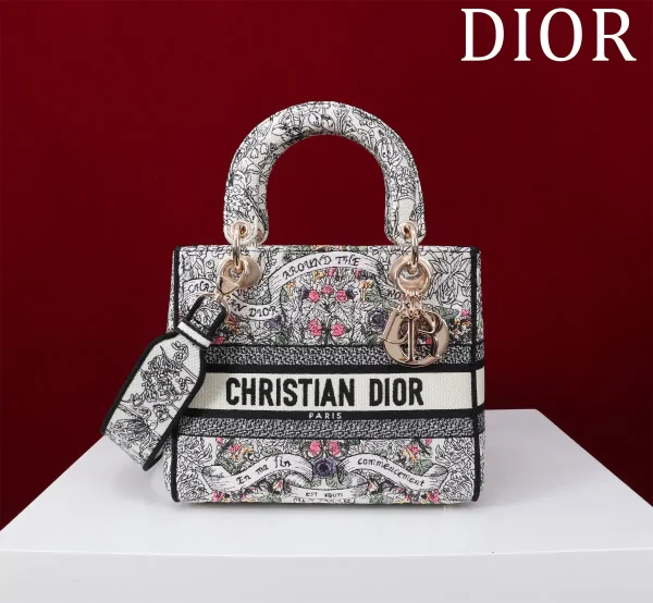 Dior Embroidered Lady Dior Top Handle Bag image 1