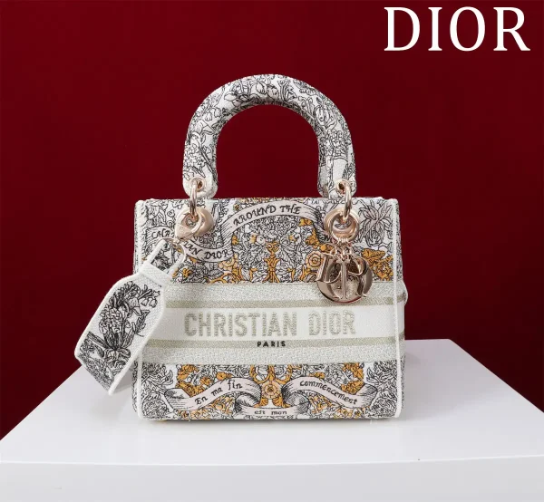 Dior Floral Embroidered Lady Dior Top Handle Bag image 1