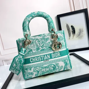 Dior Green Tiger Embroidered Top Handle Bag image 1
