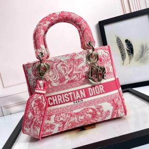 Dior Pink Embroidered Top Handle Bag image 1