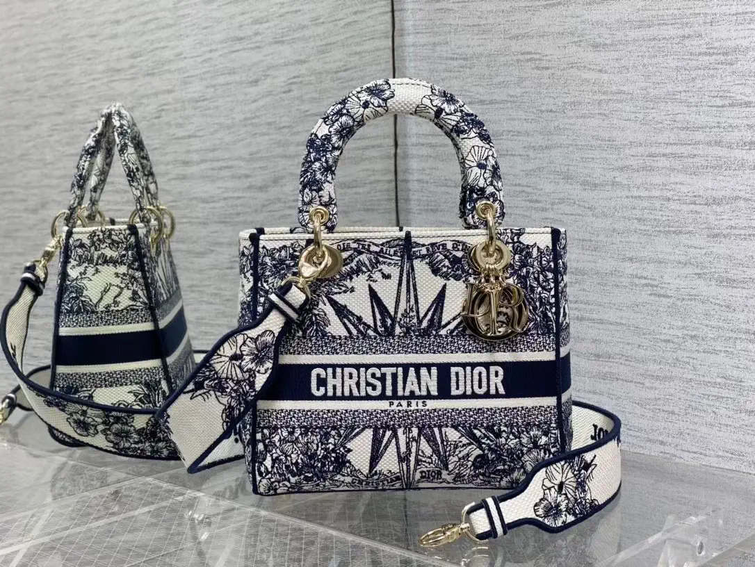 Dior Floral Embroidered Top Handle Bag image 1