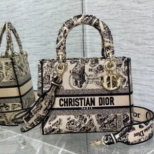 Dior Paris Map Embroidered Top Handle Bag image 1