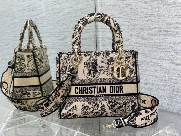 Dior Paris Map Embroidered Top Handle Bag image 1