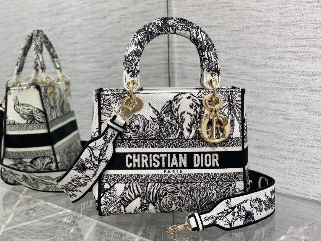 Dior Jungle Garden Embroidered Top Handle Bag image 1
