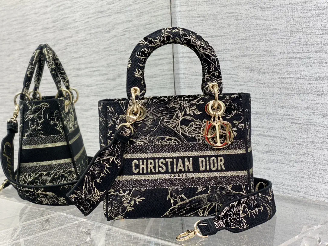 Dior Floral Embroidered Top Handle Bag image 1