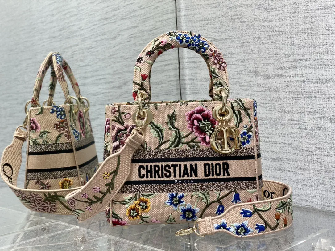 Dior Floral Embroidered Top Handle Bag image 1