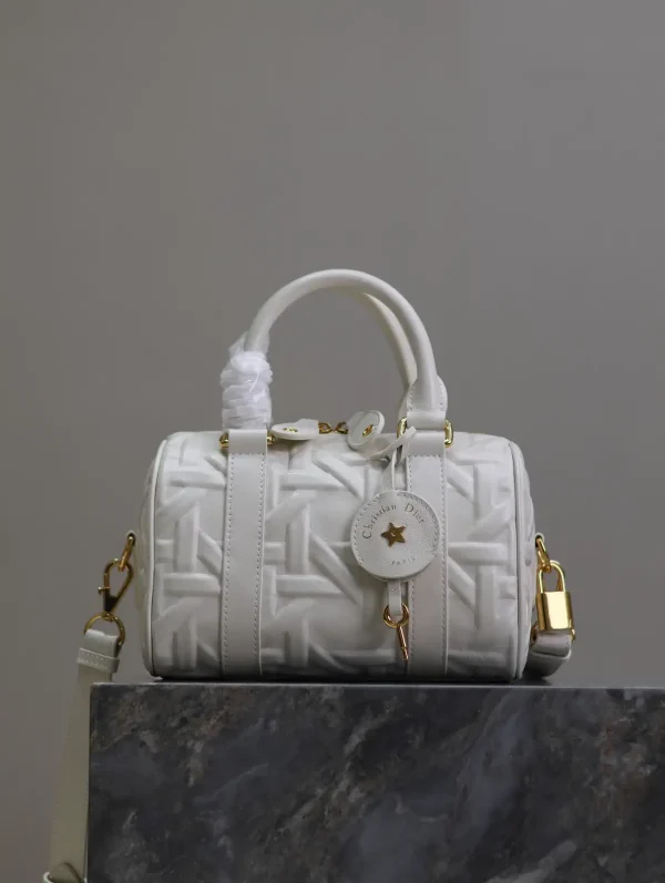 Dior White Quilted Groove 20 Top Handle Bag image 1