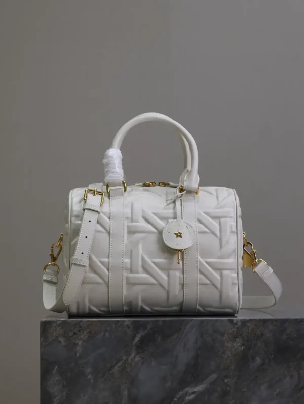 Dior White Quilted Groove 25 Top Handle Bag image 1