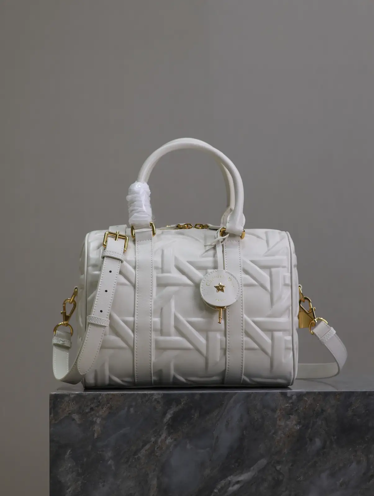 Dior White Quilted Groove 25 Top Handle Bag image 1
