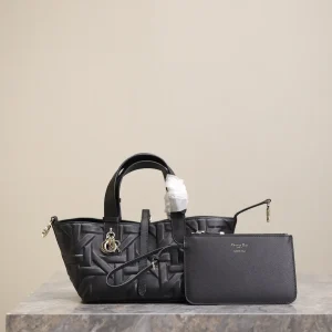 Dior Black Embossed Cannage Toujours Top Handle Bag image 1
